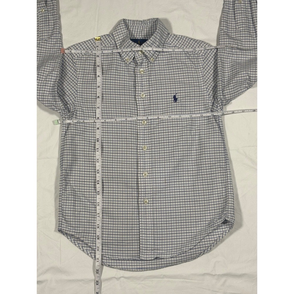 Ralph Lauren Boys Blue White Button Down Shirt Size 8 Cotton - Picture 4 of 8